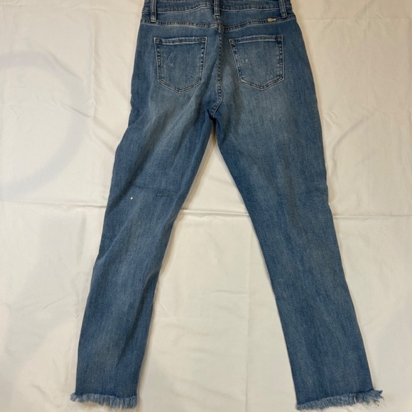 I&M Black Label Size 7 Women's Straight Leg Cropped Jeans Raw Hem Distressed - Picture 3 of 13